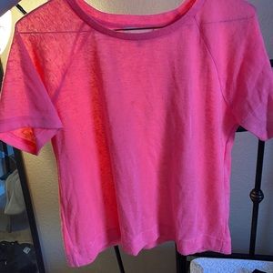 Neon pink waist length t shirt